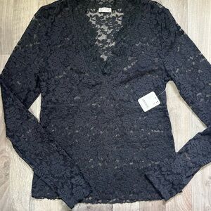 Black Lace Long Sleeve Top